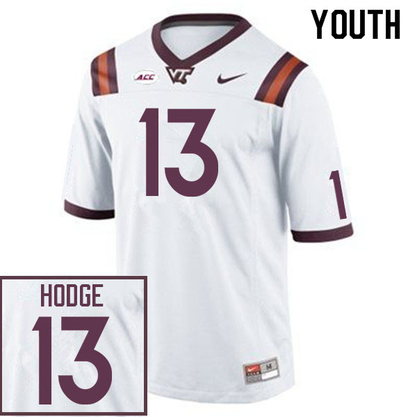 Youth #13 Changa Hodge Virginia Tech Hokies College Football Jerseys Sale-White